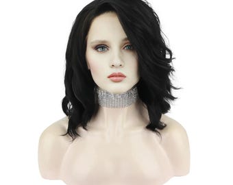 Synthetic Lace Front Wig, 10 Inch Layered Bob, Glueless T-Part with Natural 10-inch Black Straight Bob Wig | T-part Lace Front Synthetic  main image 3