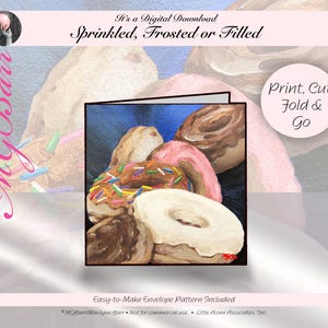 Basteln | Kunst-Hinweis-Karte | Digitaler Download | Druckbar | Sofortdownload | Starter-Nachricht & Umschlag | Acryl | Donuts | MGBarr