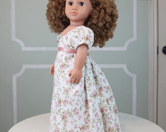 Pink Floral Regency Dress for 18" Doll AG Doll