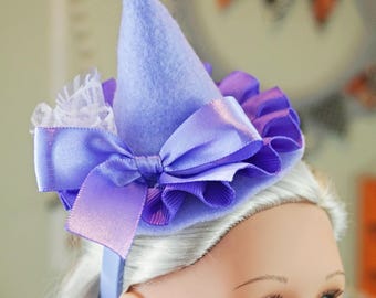 Lilac Halloween Witch Hat Headband Fascinator for AG dolls 18 inch dolls