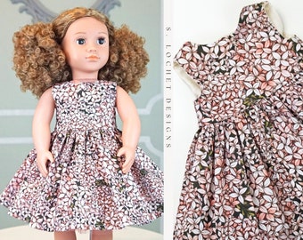 Classic Vintage Style Pink Petals Floral Dress for 18" Doll AG Doll