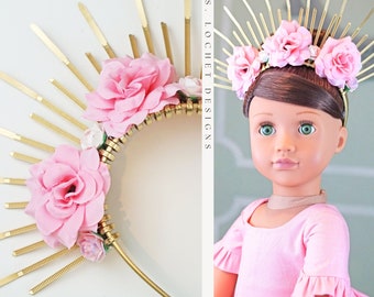 Light Pink Halo Flower Crown Headband for 18" Dolls