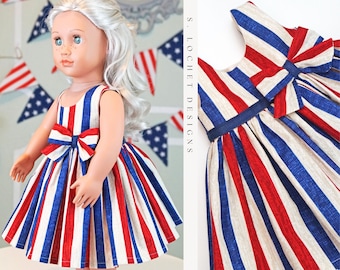 Vintage Style Red, White, and Blue Striped Sundress for 18" Doll AG Doll