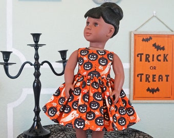 Classic Vintage Style Halloween Pumpkins and Ghosts Dress for 18" Doll AG Doll