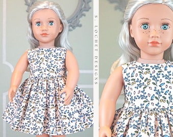 Classic Vintage Style Pastel Berries Floral Dress for 18" Doll AG Doll