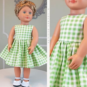 Classic Vintage Style Green and White Gingham Dress for 18 Doll AG Doll image 1