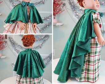 Green Velvet lined cape 3 length options for 18" Doll AG Doll