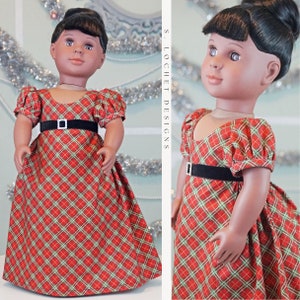 Christmas Red Plaid Regency Dress for 18 Doll AG Doll image 1