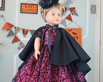 Black Full Halloween witch cape for 18" Doll AG Doll