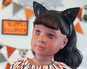 Halloween Sparkly Cat Ears Headband for AG dolls 18 inch dolls