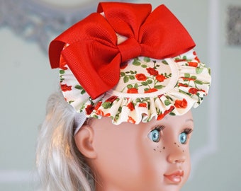 Red Rosebud 18th Century Historical Bergère Hat for AG dolls 18 inch dolls