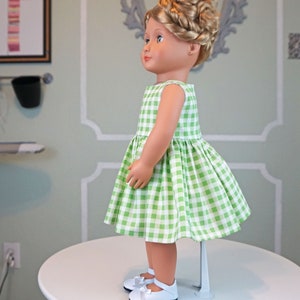 Classic Vintage Style Green and White Gingham Dress for 18 Doll AG Doll image 4