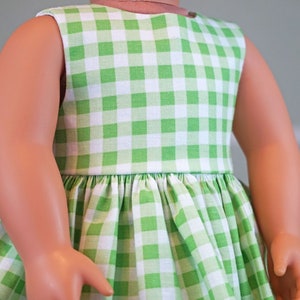 Classic Vintage Style Green and White Gingham Dress for 18 Doll AG Doll image 6