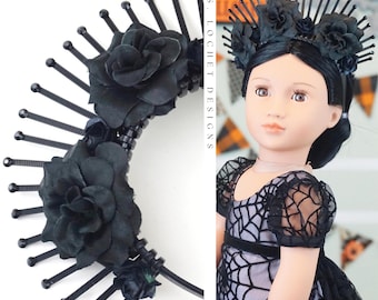 Black Roses Halo Flower Crown Headband for 18" Dolls