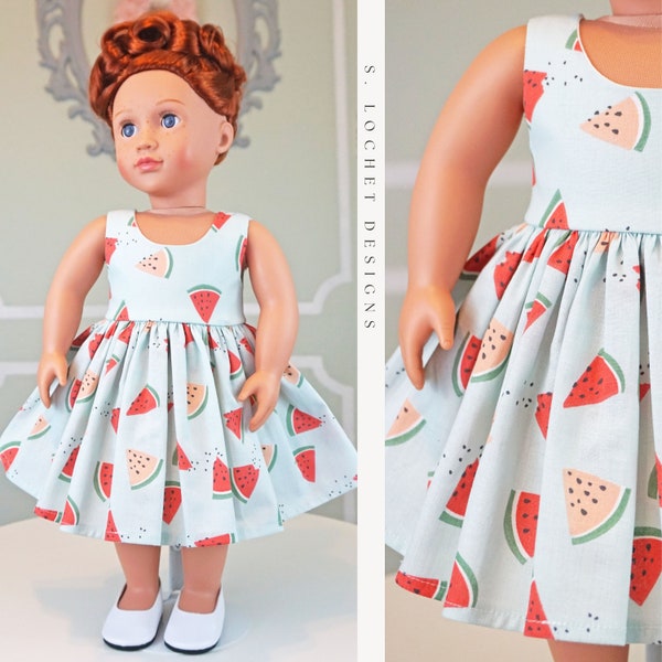 Vintage Style Summer Fruit Watermelon Sundress for 18" Doll AG Doll