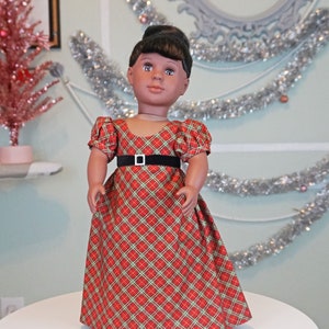 Christmas Red Plaid Regency Dress for 18 Doll AG Doll image 3