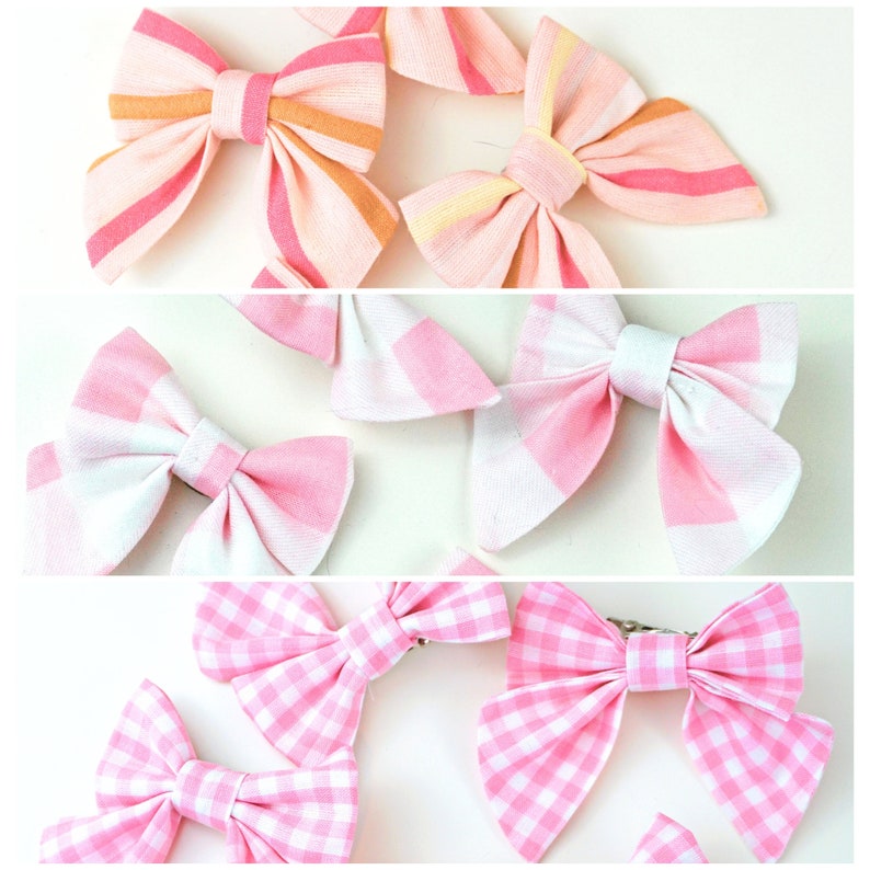 Small 2 Pink Alligator Clip Hair Bows image 1