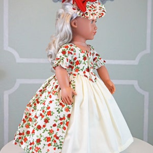 Robe a l'Anglaise Spring Red Rosebuds two piece dress for 18 Doll AG Doll image 6