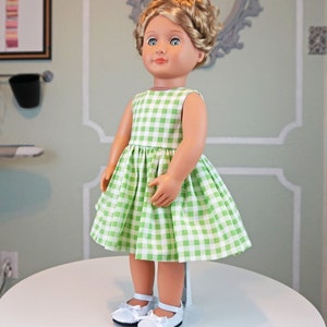 Classic Vintage Style Green and White Gingham Dress for 18 Doll AG Doll image 3