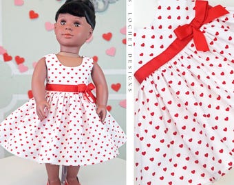 Valentine's Red Heart Sundress for 18" Doll AG Doll