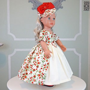 Robe a l'Anglaise Spring Red Rosebuds two piece dress for 18 Doll AG Doll image 8