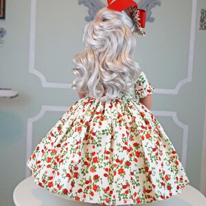 Robe a l'Anglaise Spring Red Rosebuds two piece dress for 18 Doll AG Doll image 5