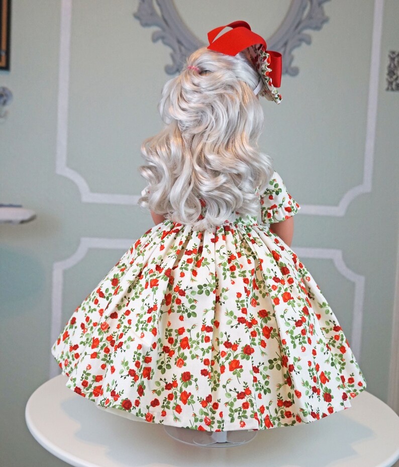 Robe a l'Anglaise Spring Red Rosebuds two piece dress for 18 Doll AG Doll image 5