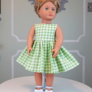 Classic Vintage Style Green and White Gingham Dress for 18 Doll AG Doll image 7