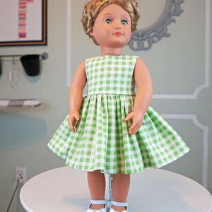 Classic Vintage Style Green and White Gingham Dress for 18 Doll AG Doll image 2