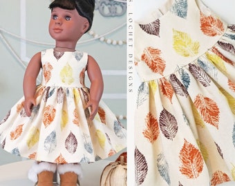 Classic Vintage Style Autumn Leaves Dress for 18" Doll AG Doll
