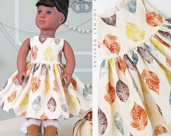 Classic Vintage Style Autumn Leaves Dress for 18" Doll AG Doll