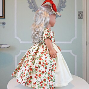 Robe a l'Anglaise Spring Red Rosebuds two piece dress for 18 Doll AG Doll image 7