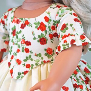 Robe a l'Anglaise Spring Red Rosebuds two piece dress for 18 Doll AG Doll image 3