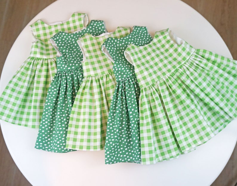 Classic Vintage Style Green and White Gingham Dress for 18 Doll AG Doll image 10