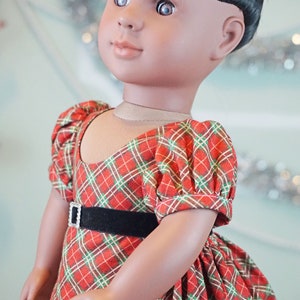 Christmas Red Plaid Regency Dress for 18 Doll AG Doll image 7