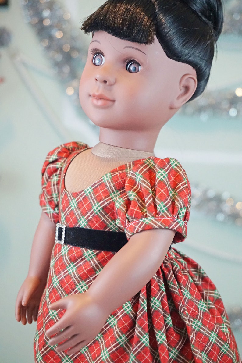 Christmas Red Plaid Regency Dress for 18 Doll AG Doll image 7