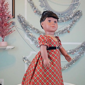 Christmas Red Plaid Regency Dress for 18 Doll AG Doll image 6