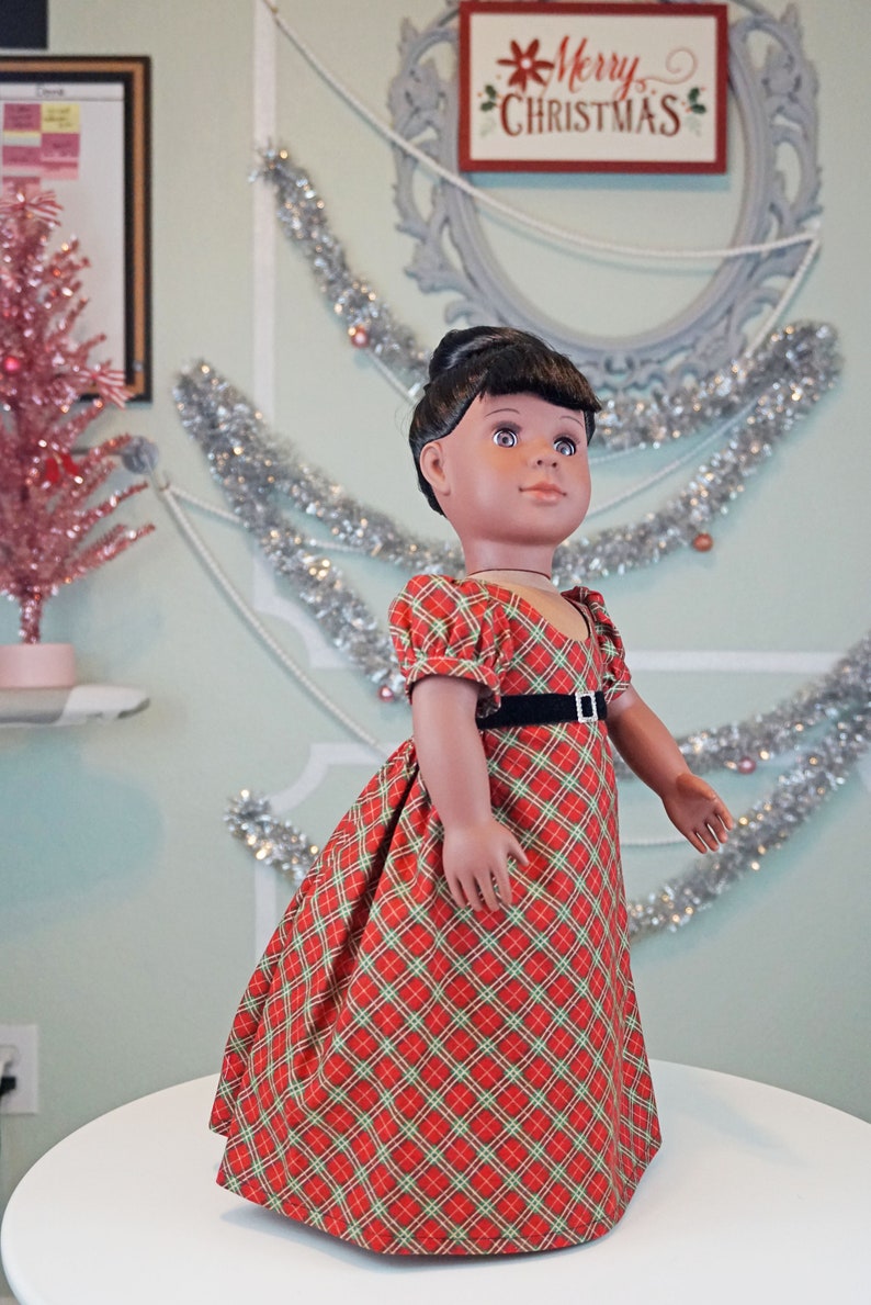 Christmas Red Plaid Regency Dress for 18 Doll AG Doll image 6