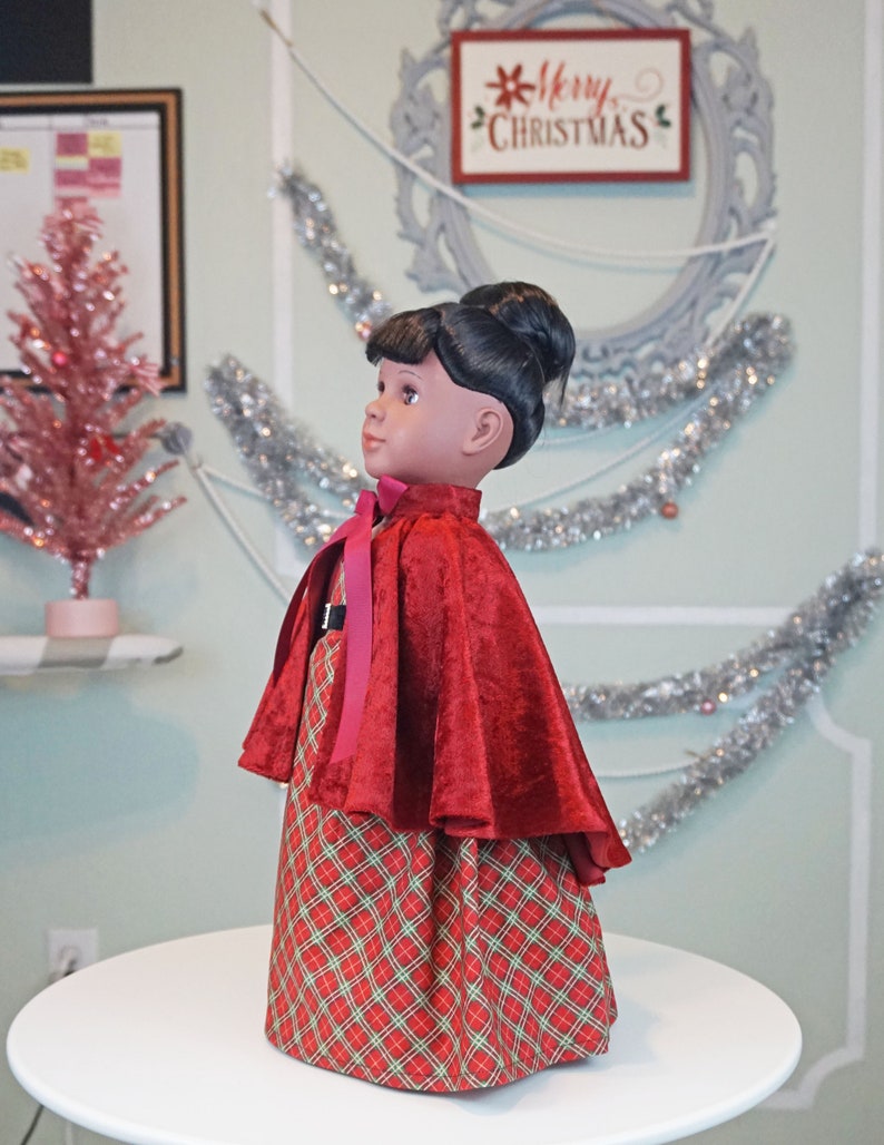 Christmas Red Plaid Regency Dress for 18 Doll AG Doll image 9