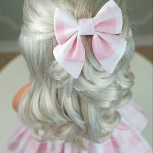 Small 2 Pink Alligator Clip Hair Bows image 5