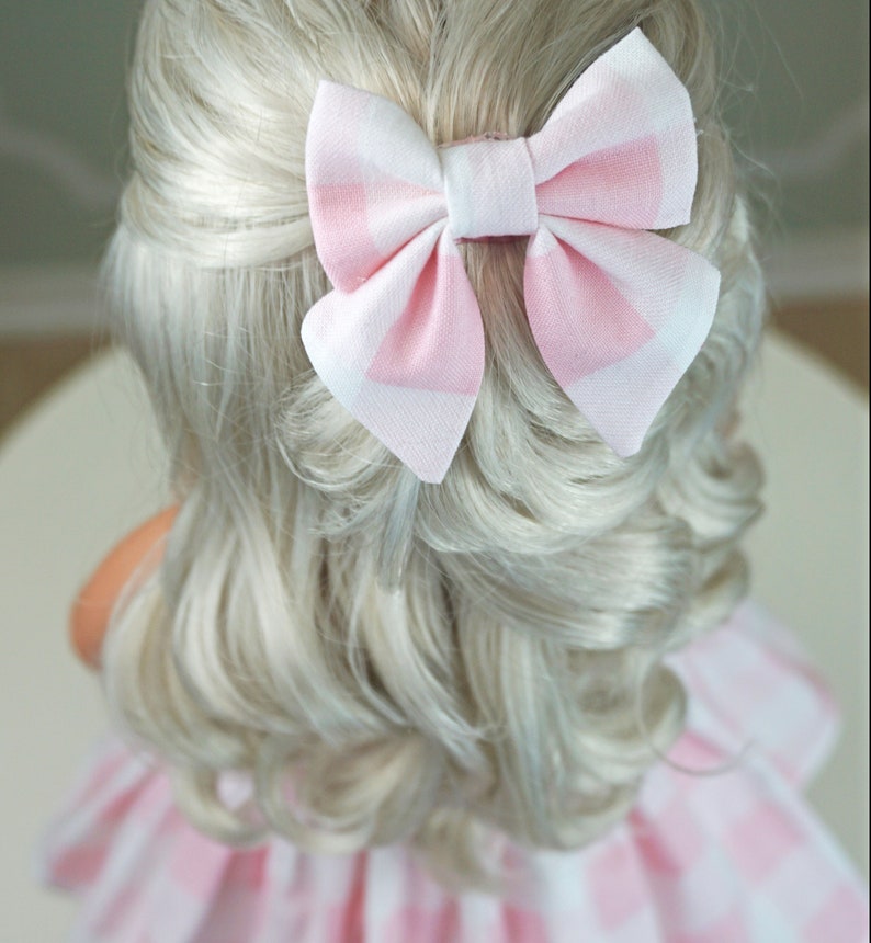 Small 2 Pink Alligator Clip Hair Bows image 5