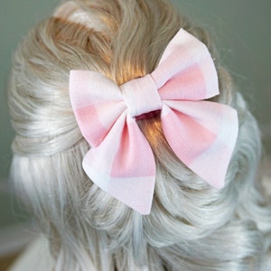 Small 2 Pink Alligator Clip Hair Bows image 6