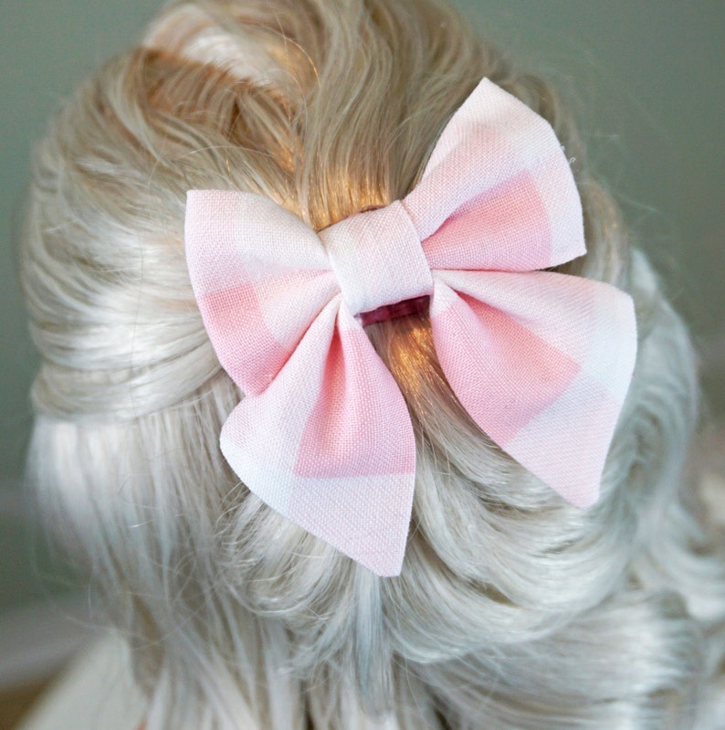 Small 2 Pink Alligator Clip Hair Bows image 6