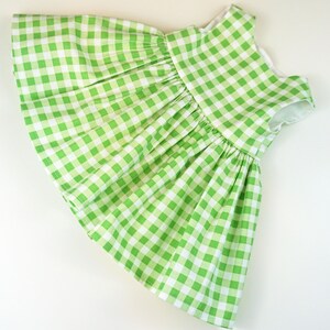 Classic Vintage Style Green and White Gingham Dress for 18 Doll AG Doll image 8