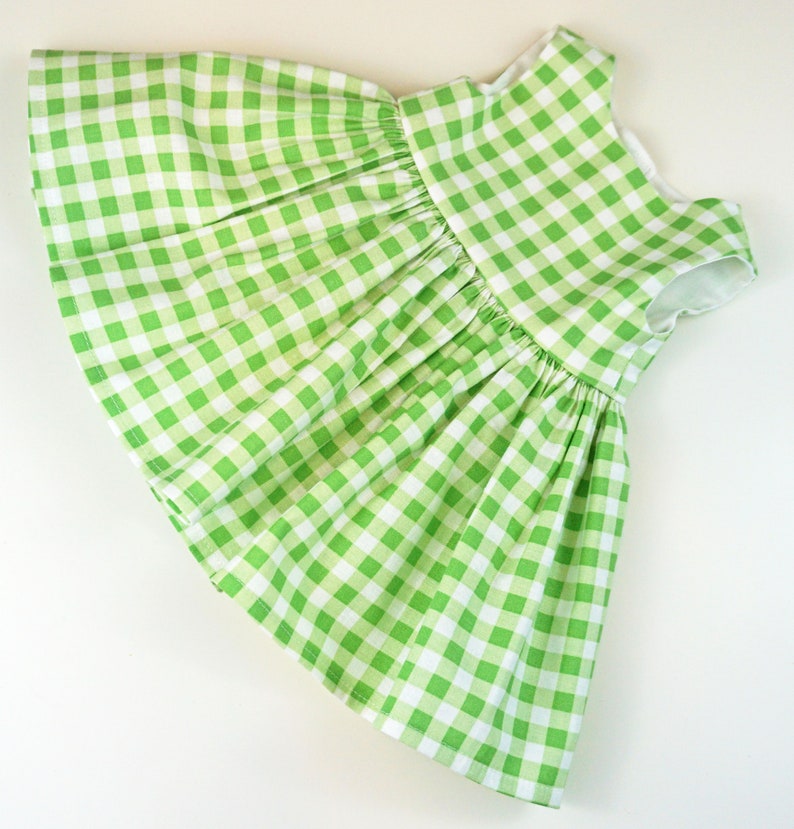 Classic Vintage Style Green and White Gingham Dress for 18 Doll AG Doll image 8