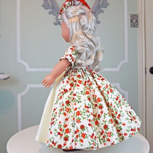 Robe a l'Anglaise Spring Red Rosebuds two piece dress for 18 Doll AG Doll image 9