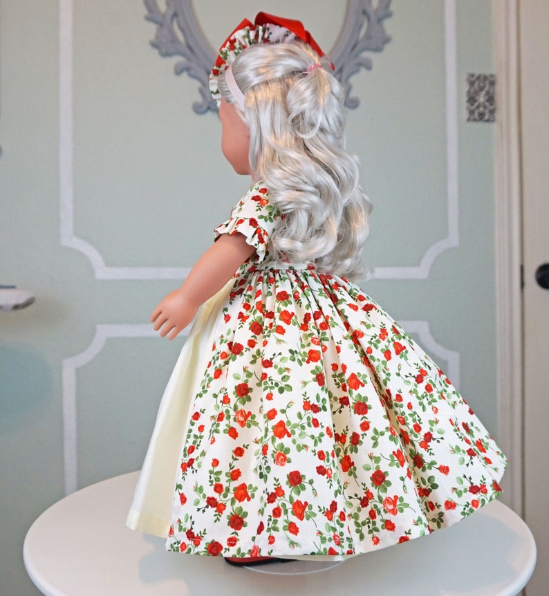 Robe a l'Anglaise Spring Red Rosebuds two piece dress for 18 Doll AG Doll image 9