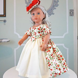 Robe a l'Anglaise Spring Red Rosebuds two piece dress for 18 Doll AG Doll image 2