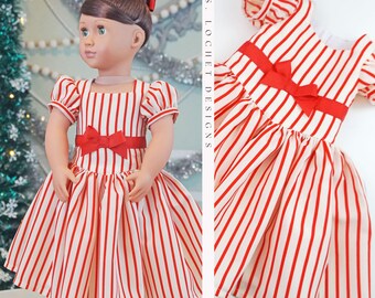 Red and Cream Stripe Drop Waist Dress for 18" Doll AG Doll