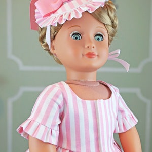 Pink Striped 18th Century Historical Bergère Hat for AG dolls 18 inch dolls image 3